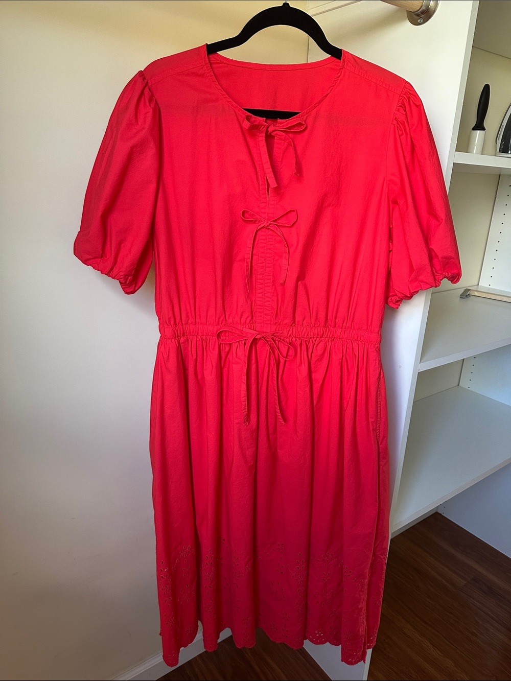 Women’s Bright Pink Tie-Front Midi Dress